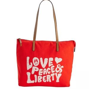 Sonoma Red Zippered Lined Canvas Bag NWT